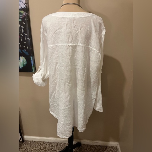 Eileen Fisher Elegant White Irish Linen Button-Up Women's Tunic, size XL - Picture 4 of 9